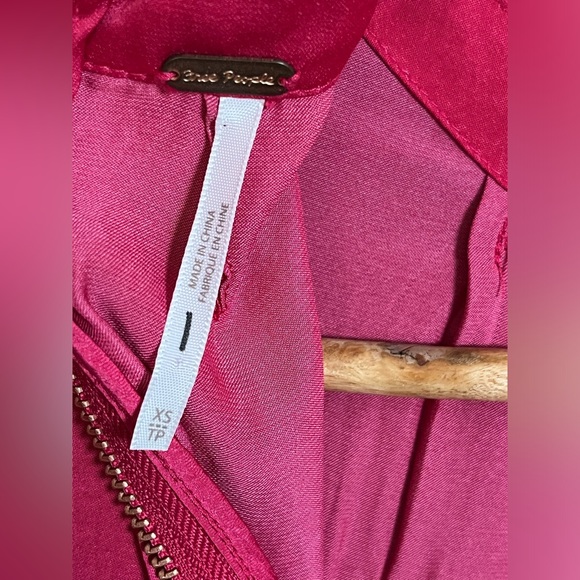 Free People XS Pink Floral Embroidered Long sleeve Hi-Neck Side Slit Dress - Picture 10 of 10